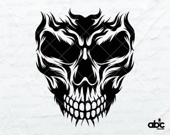 Schedel Svg-bestand | Schedel png | Schedel ontwerp SVG | Skelet SVG | Halloween schedel gezicht SVG | Horror-Svg | Schedel clipart