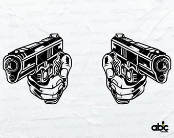 Archivo svg punta de pistola / pistola svg / pistola svg / pistola svg / arma arma de fuego matar disparar / png DXF Jpg Eps archivo para Cricut silueta imprimible