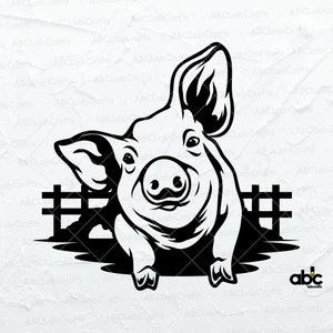Pig Scene Svg File / Farm Animal Svg / Farm Life Svg / Pig Clipart / Farm Pig Svg / Png DXF Jpg Eps File for Cricut Silhouette Printable