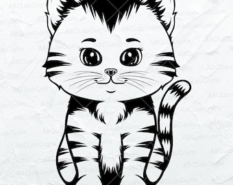Cute Cat Svg File | Curious Kitten Clipart | Cat Svg | Cat Clipart | Cute Cat Svg Cut File Dxf Png Eps Files for Cricut Silhouette Printable