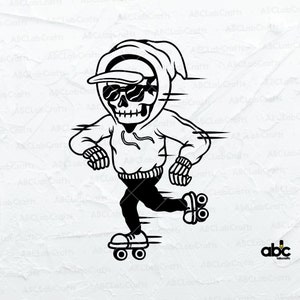 Skeleton Roller Skating Svg File | Funny Shirt Svg | Skeleton Svg | Roller Skates Svg | Svg Png Eps Files for Cricut Silhouette Printable