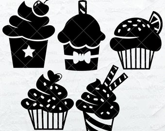 Cupcake Svg Bundle | Cupcake Png | Cake Cut File | Birthday Cake Svg | Cupcake Clipart | Dxf Png Eps Files for Cricut Silhouette Printable