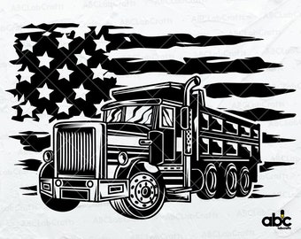 US Dump Truck Svg File | Trucker Dad Svg | US Truck Driver Svg | Gift for Driver Svg | Png DXF Jpg Eps File for Cricut Silhouette Printable