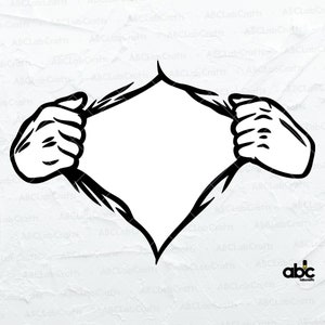 Scheur het Svg-bestand weg | Open shirt scheuren Svg | Gescheurde SVG | Open overhemd SVG | Scheuren onthullen Svg | Handen rippen van SVG | Snijbestand