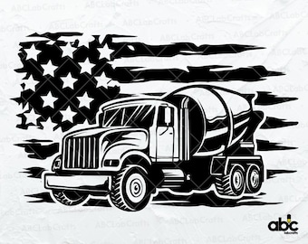 US Concrete Mixer Truck Svg File | Truck Svg | Construction Svg | Truck Driver Svg | Mixer Truck Svg | Cement Mixer Svg | Construction Svg