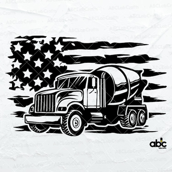 US Concrete Mixer Truck Svg File Truck Svg Construction Etsy