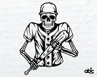 Baseball Skeleton Batter Svg File | Team Sports Slugger Hitter | Ball Player Svg | Png DXF Jpg Eps File for Cricut Silhouette Printable