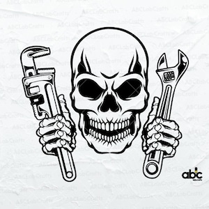 Skull Mechanic Svg File | Mechanic Svg | Skull Mechanic Svg| Wrenches Svg | Skull Svg | Png DXF Jpg Eps File for Cricut Silhouette Printable