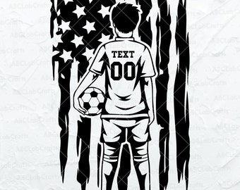 Archivo SVG de jugador de fútbol de EE. UU. / Fútbol personalizado / Imágenes prediseñadas de fútbol / Archivo de corte para niños de fútbol Dxf Png Eps Archivos para Cricut Silhouette imprimible