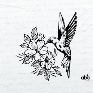 Colibrí Flores Svg Archivo / Florals Svg / Colibrí Imágenes Prediseñadas / Colibrí Svg / Svg Png Eps Archivos para Cricut Silueta Imprimible