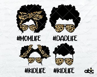 Bundle Afro Fam Life Svg | Mama Leben Kind Leben Svg | Bun Hair Leopard Svg | Papa Leben Kind Leben Svg | Leopard Mom Leben Svg | Afro Mom Leben Svg