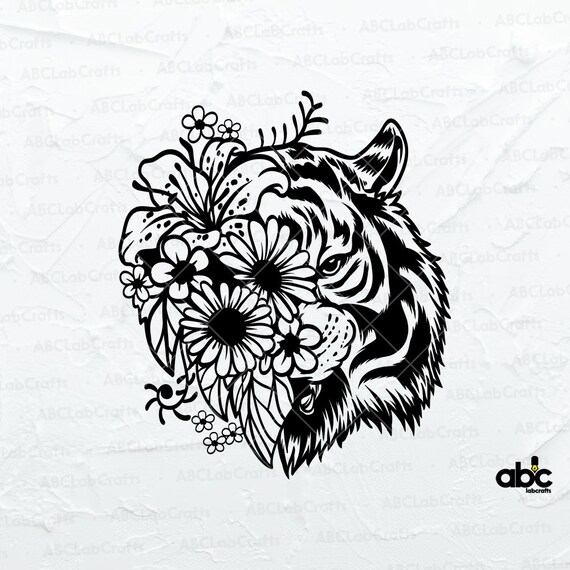 Floral Tiger Svg File | Wild Cat Svg | Tiger Png | Tiger Shirt | Tiger Clipart | Tiger Svg | Tiger cut Files | Floral Tiger Cut Files