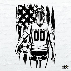 Personalized Soccer Woman US Player Svg File | Soccer Season Team Name | Soccer Svg | Dxf Png Eps Files for Cricut Silhouette Printable