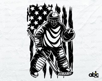 US Hockey Svg File | Goalie Clipart | Goalie Svg | Goalie Svg | Hockey Goalie Player Svg | Dxf Png Eps Files for Cricut Silhouette Printable