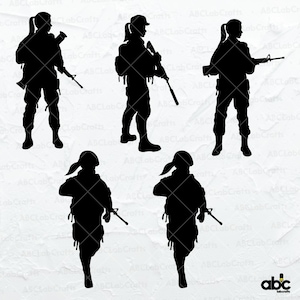 Military Woman Svg Bundle | Military Png | Soldier Clipart | Army Woman Png | Army Svg | Dxf Png Eps Files for Cricut Silhouette Printable