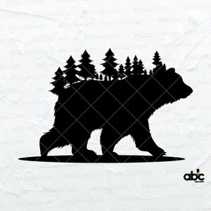 Bear Svg File | Rustic Pine Forest Svg | Grizzly Bear Svg | Woodland Svg | Wildlife Bear Svg | Forest Svg | Outdoor Svg