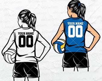 Personalized Volleyball Svg File | Volleyball Girl Player Svg | Volleyball Team Svg | Dxf Png Eps Files for Cricut Silhouette Printable