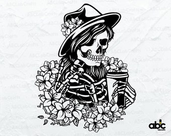 Dead Inside But Caffeinated Svg File | Skeleton Svg | Caffeinated Svg | Coffee Lover Svg | Dxf Png Eps Files for Cricut Silhouette Printable