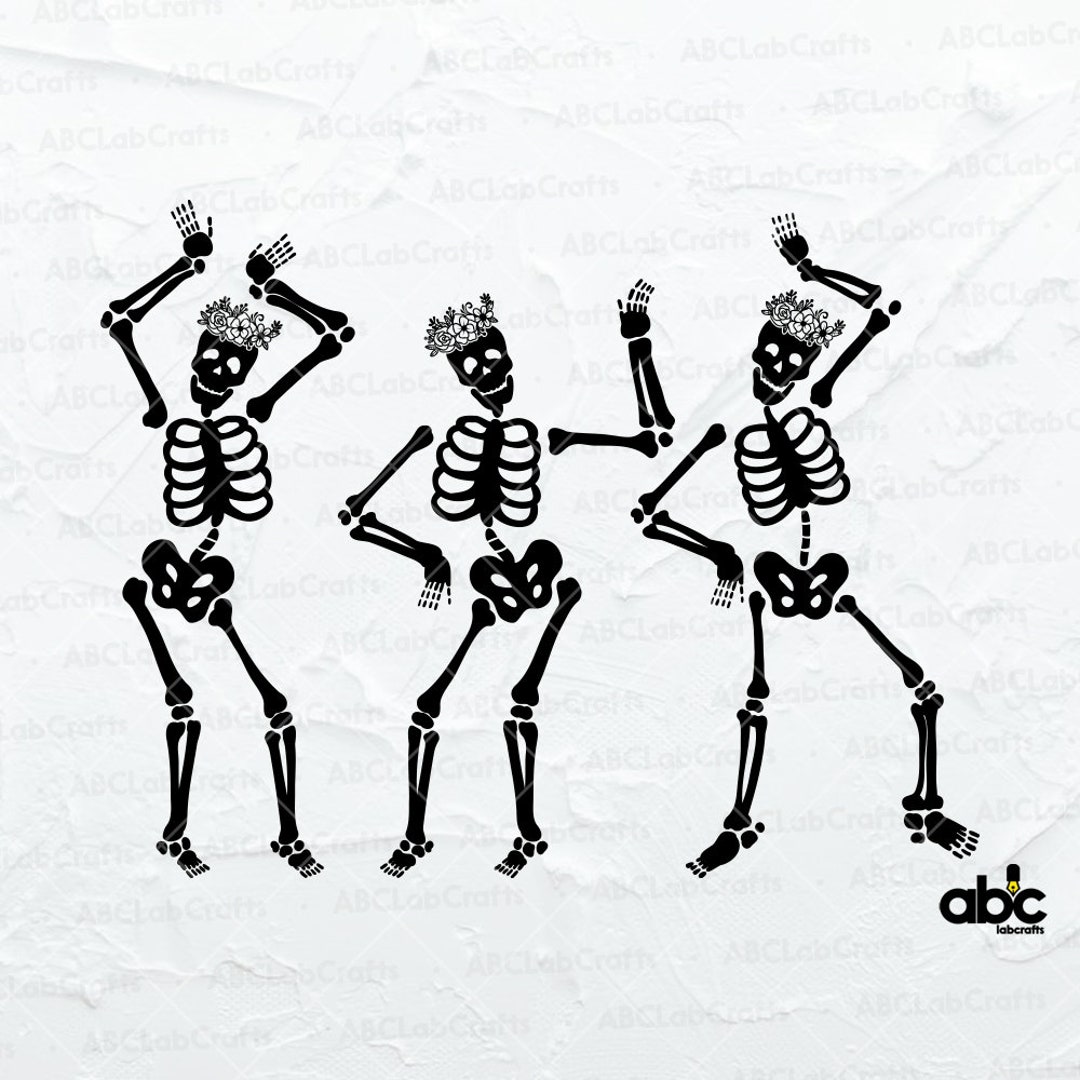 Floral Dancing Skeletons Halloween Svg File | Skeletons Halloween Svg ...