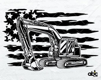US Excavator Svg File | Excavator Clipart | Us Heavy Equipment Svg | Pipeliner Svg | Png DXF Jpg Eps File for Cricut Silhouette Printable
