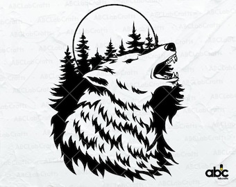 Howling Wolf Svg File | Wolf Svg | Animal Shirt Svg | Wolf Clipart | Outdoor Svg | Forest Dxf Png Eps Files for Cricut Silhouette Printable