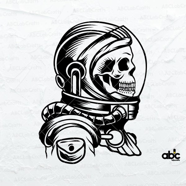 Astronaut Skull Svg File | Skull Svg | Space Exploration Svg | Spaceman Cosmonaut Svg | Png DXF Jpg Eps File for Cricut Silhouette Printable