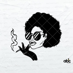Afro fumar archivo svg / chica negra magia svg / marihuana svg / rasta chica svg / fumar svg / fumar cannabis svg / weed svg / 420 svg