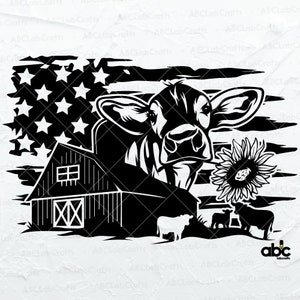 USA Cow Farm Svg File | US Cow Svg | Farmer Svg | Farm Animal Svg | Family Farm Svg | Png DXF Jpg Eps File for Cricut Silhouette Printable