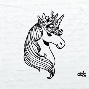 Floral Unicorn Svg File | Pegacorn Svg| Unicorn Svg | Unicorn Clipart | Cute Unicorn Png | Dxf Png Eps Files for Cricut Silhouette Printable