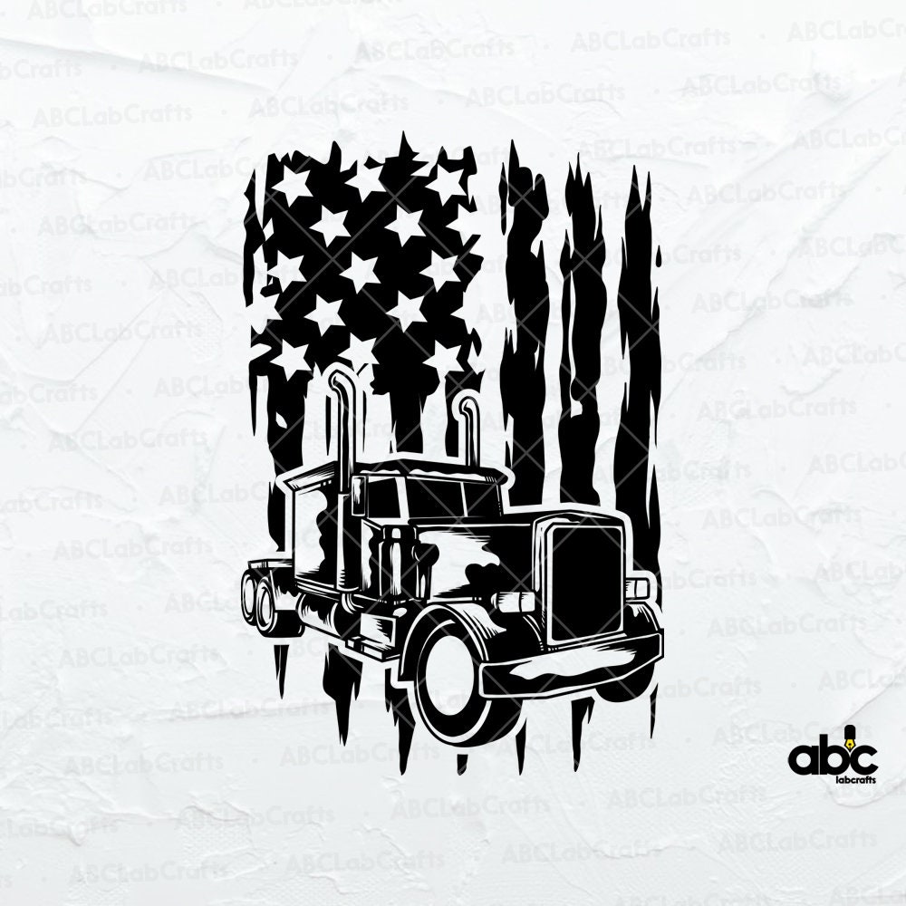 American Flag Trucker Svg File Semi Truck Svg 18 Wheeler ...