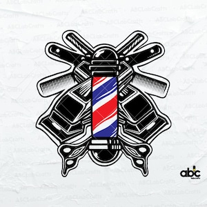 Barbier Barbershop Logo | Fichier Svg de salon de coiffure | Chemise de barbier | Barbier Svg | Barbier pointu | Salon de coiffure Boutique | Couper des fichiers