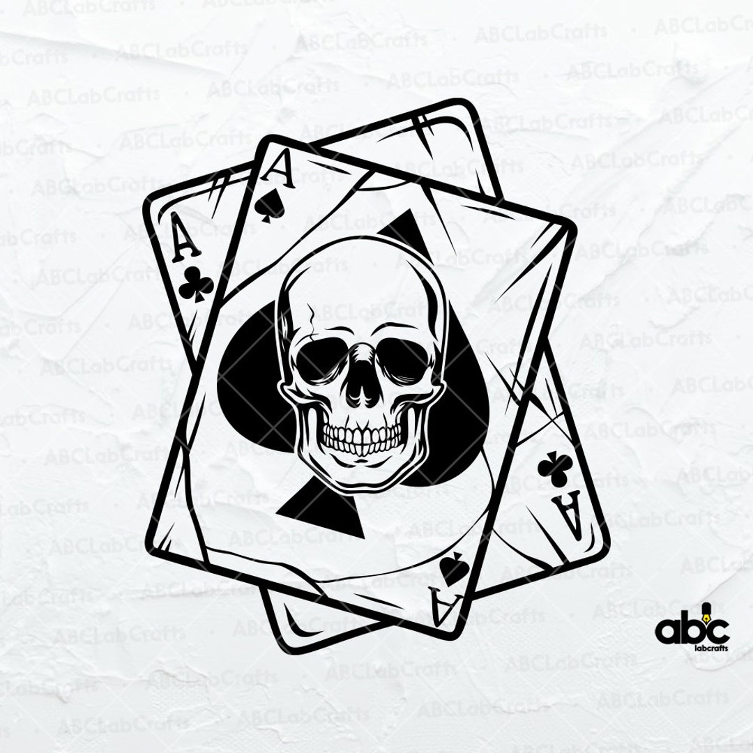 Pocket Aces Skull Svg File Ace Card Skull Svg Skull Svg Poker Svg