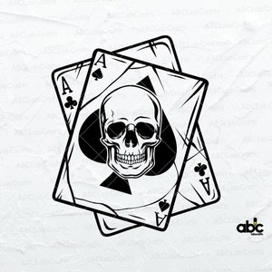 Pocket Aces Skull Svg Fichier | Ace Card Skull Svg | Crâne Svg| Poker Svg| cartes à jouer | Png DXF Jpg Eps Fichier pour Cricut Silhouette Imprimable