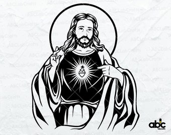 Archivo Svg de Jesús / Clipart de Cristo / Svg religioso / Camisa cristiana Png / Archivo de corte salvador / Archivos Dxf Png Eps para Cricut Silhouette imprimible