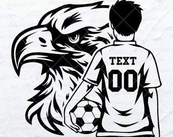 Eagle Soccer Kid Player Archivo Svg / Fútbol personalizado Svg / Fútbol Clipart Fútbol Cutfile Dxf Png Eps Archivos para Cricut Silueta Imprimible