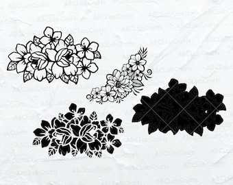 Pacote Svg de flores | Clipart de flores | Rosas Png | Arquivos de corte de flores | Flores silvestres Svg | Arquivos Dxf Png Eps para impressão de silhueta Cricut
