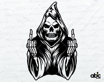 Grim Reaper Middle Finger Svg File | Death Svg | Horror Svg | Halloween Svg | Reaper Svg | Pale Death Svg | Finger Svg | Cutting File
