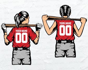 Nom personnalisé Svg | Svg joueur de softball | L'équipe de softball Svg | Softball maman Svg | Fichiers Dxf Png Eps pour Cricut Silhouette imprimables