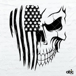 Archivo Svg de calavera de bandera estadounidense, Segunda Enmienda Svg, Svg patriótico, Día de la Independencia Svg Dxf Png Eps Archivos para Cricut Silhouette Imprimible