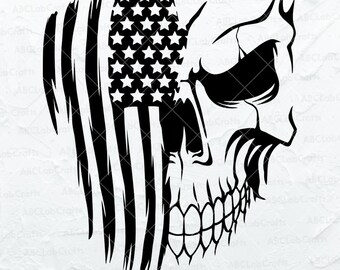 American Flag Skull Svg File | Second Amendment Svg | Patriotic Svg | Independence Day Svg Dxf Png Eps Files for Cricut Silhouette Printable