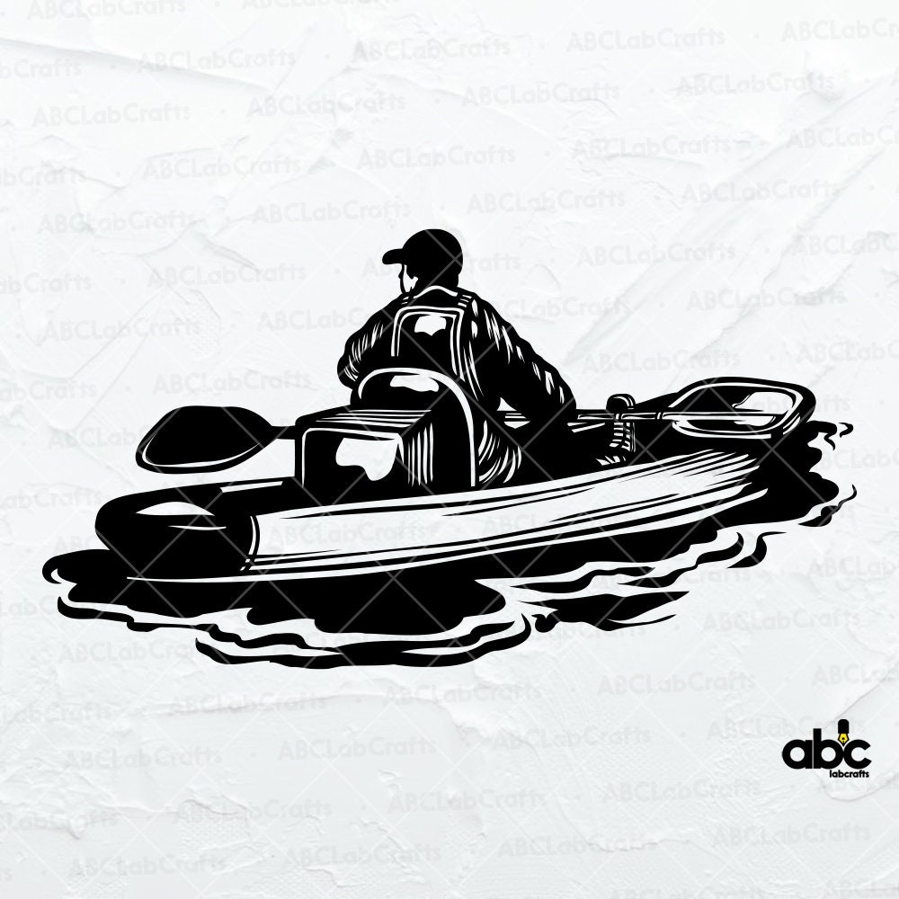 Kayak Fishing Svg File Fishing Svg Kayak Angling Svg Etsy Canada