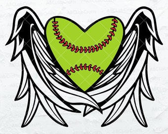 Softball Wings Svg | Softball Shirt Svg | Softball Mom Svg| Sports Mom Svg| Softball Svg | Dxf Png Eps Files for Cricut Silhouette Printable