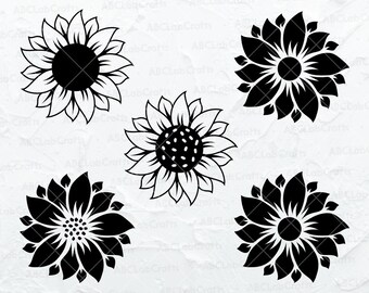 Paquete SVG de girasol / Girasol Png / Flor Svg / Girasol Clipart / Flor de verano Png / Dxf Png Eps Archivo para Cricut Silueta Imprimible
