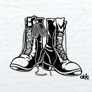 Combat Boots Svg File | Veteran Shirt | Navy Svg | Veteran Svg| Army Svg| Soldier Svg | Png DXF Jpg Eps File for Cricut Silhouette Printable