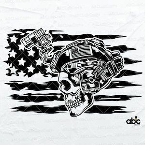 US Night Vision Soldier Skull Svg File | 4th of July Svg | US Soldier Svg| US Military Svg Dxf Png Eps Files for Cricut Silhouette Printable