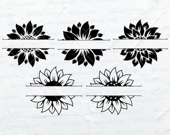 Pakiet Svg słonecznika | Monogram słonecznika Svg | Clipart słonecznika | Pliki do cięcia monogramów | Pliki Dxf Png Eps dla Cricut Silhouette Printable