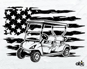 Plik Svg wózka golfowego US Golf Cart | Clipart wózka golfowego | Plik do cięcia wózka golfowego dla sylwetki | Plik Svg Png DXF Jpg Eps dla Cricut Silhouette do wydrukowania