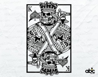 Skeleton King of Spades Svg File | Ace Card Svg | King Ace Svg | Gothic Playing Cards | Png DXF Jpg Eps File for Cricut Silhouette Printable