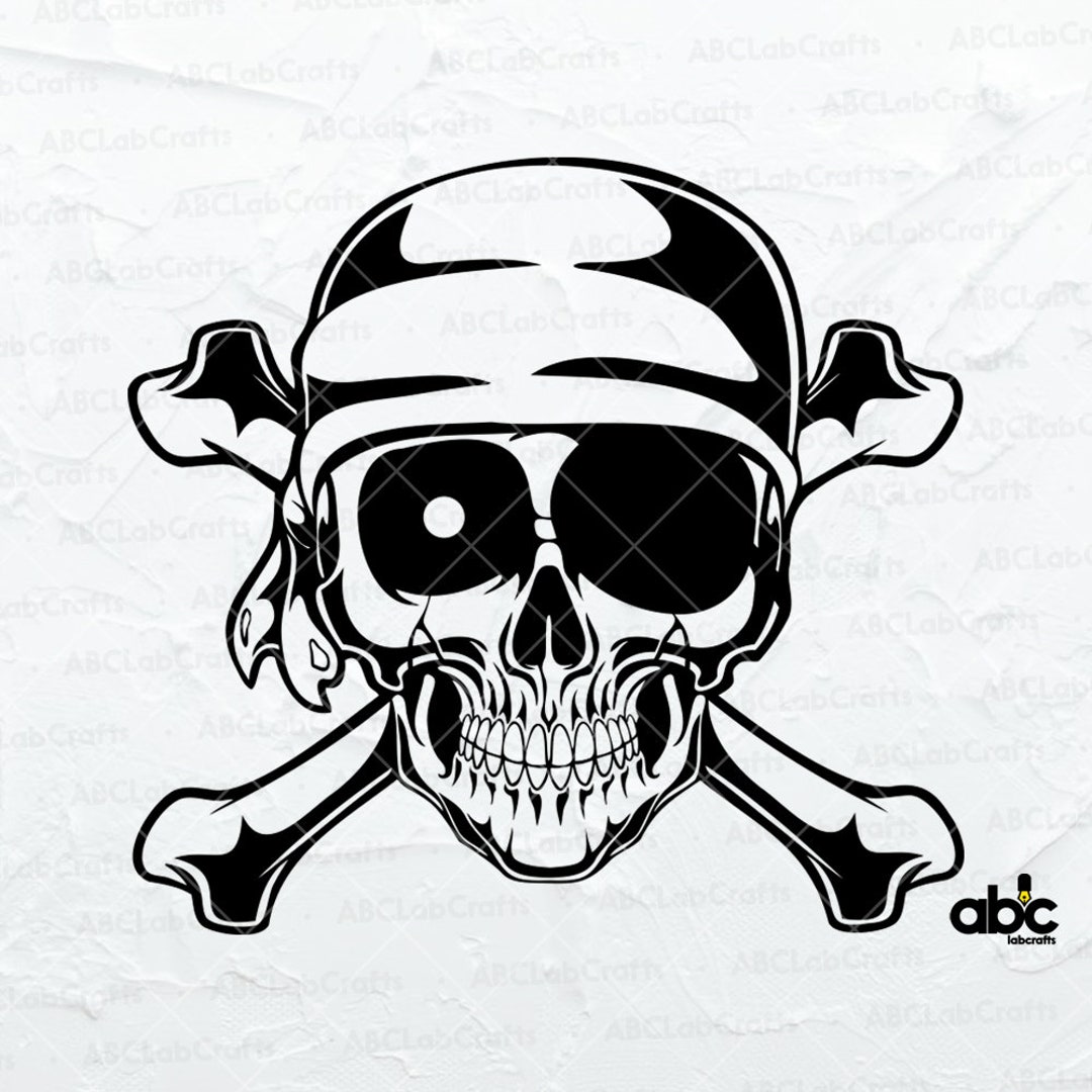 Pirate Skull With Red Bandana Svg File | Skull Svg | Crossed Bones Svg ...