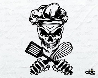Skull Chef Svg File |  | Master Chef Svg | Chef Clipart | Chef Skull Clipart | Chef Skull Illustration | Master Baker Svg | Cutting File